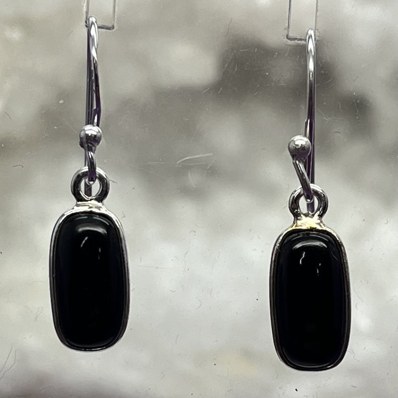 Earrings Black Obsidian Rectangle 2.8 cm