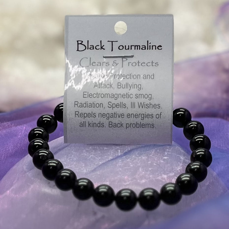 Bracelet Black Tourmaline Beads 8mm