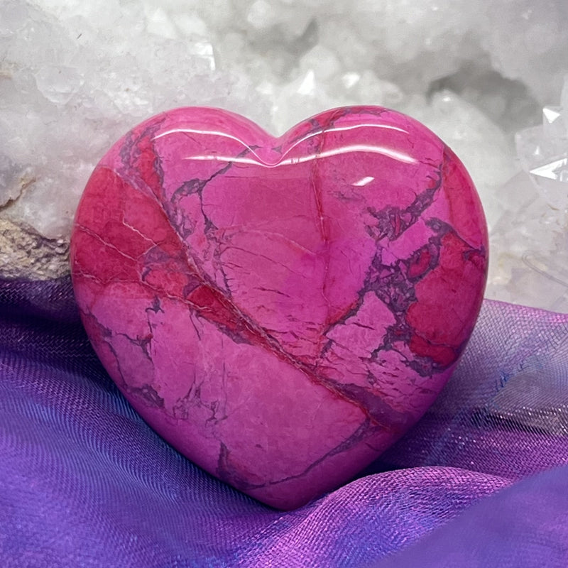 Heart Pink Howlite Carving 4 cm