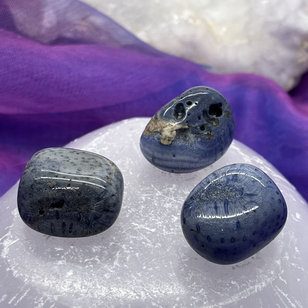 Coral Blue Tumble Stone - Protection in Water