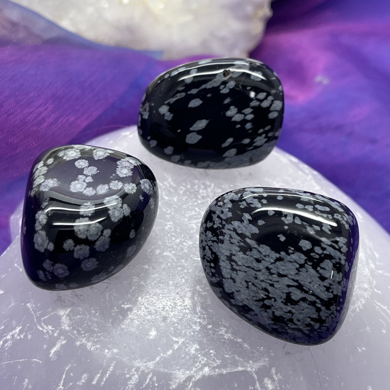 Obsidian Snowflake Tumble Stone - Trauma