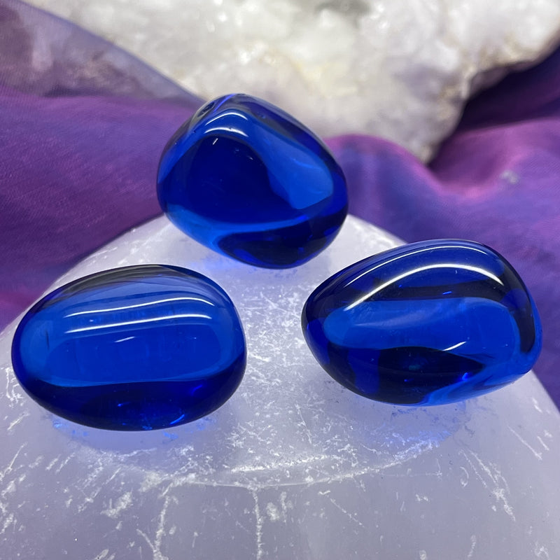 Obsidian Cobalt Blue Tumble Stone -  Archangel Michael