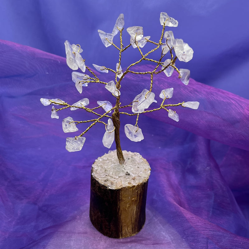 Wish Tree Clear Quartz with Wooden Base 11.5 cm