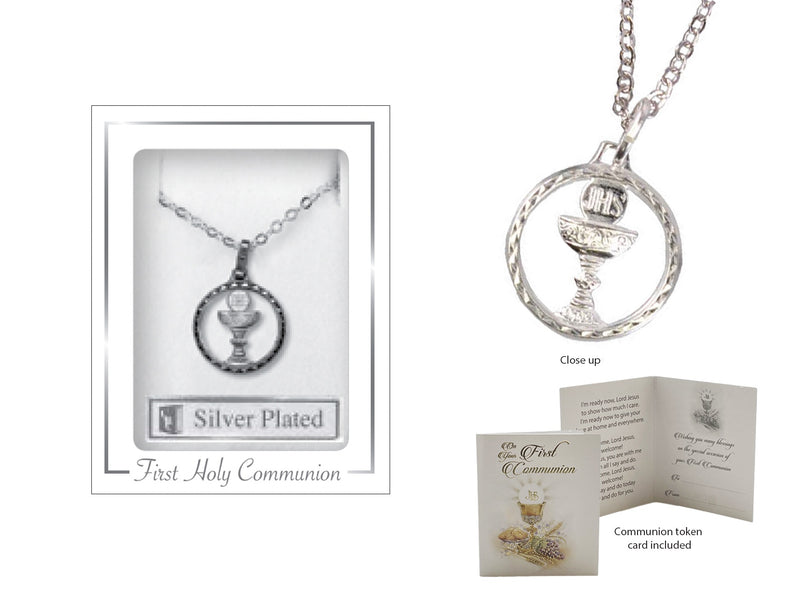 Necklace Communion Medal Silver Plated