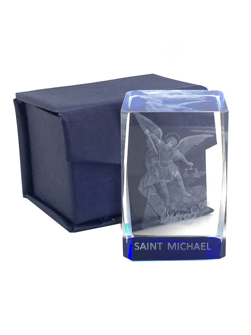 Crystal Block Saint Michael 6 cm