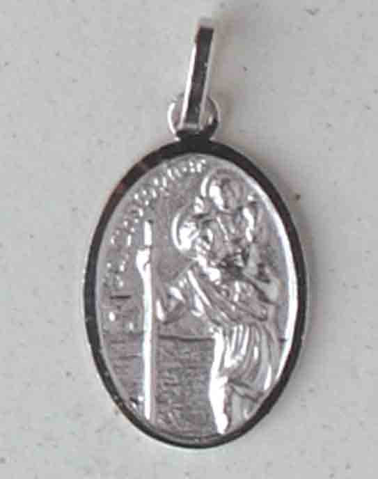 St Christopher Pendant Sterling Silver 22mm