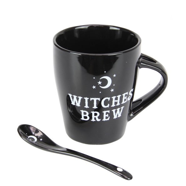 Mug Witches Brew Black with Spoon Set