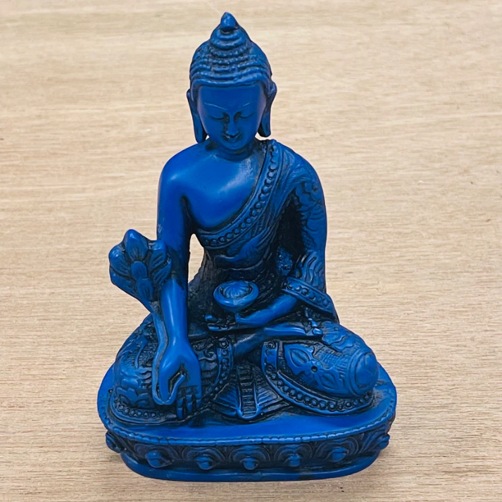Medicine Buddha Statue Resin Blue 14 cm