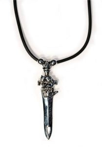 Necklace Rhodium Sword Pendant on Cord