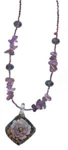Pendant Amethyst with Murano Stone Choker