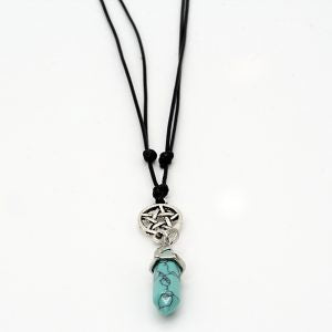 Necklace Howlite Turquoise Point with Pentacle Charms