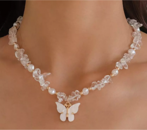 Necklace Pearl Beads with Butterfly