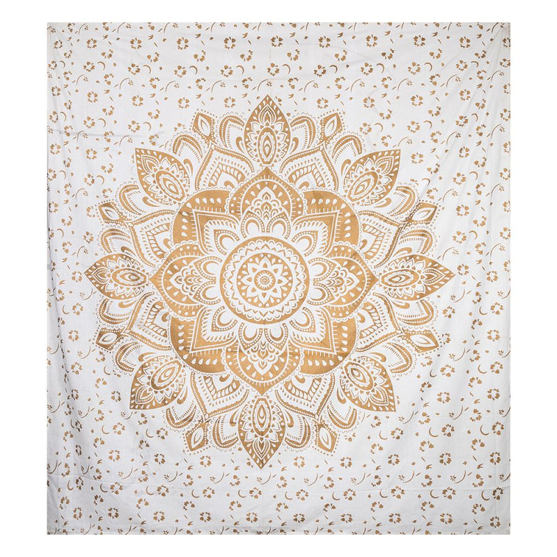 Tapestry Lotus Mandala White and Gold