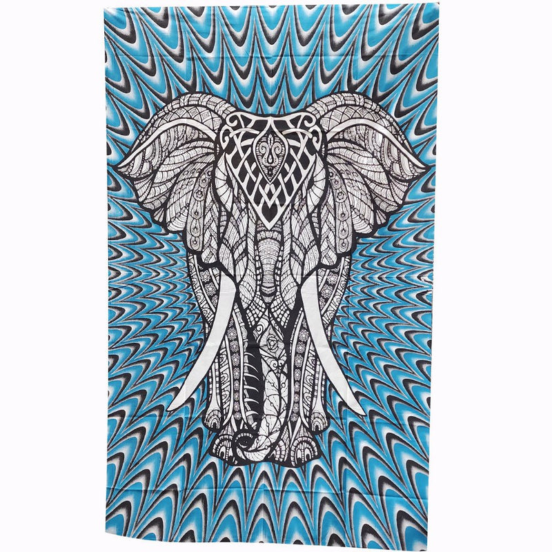Tapestry Elephant with Blue Rays