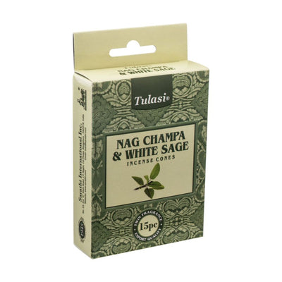 Tulasi Incense Cone Nag Champ and White Sage 15g | Carpe Diem With Remi