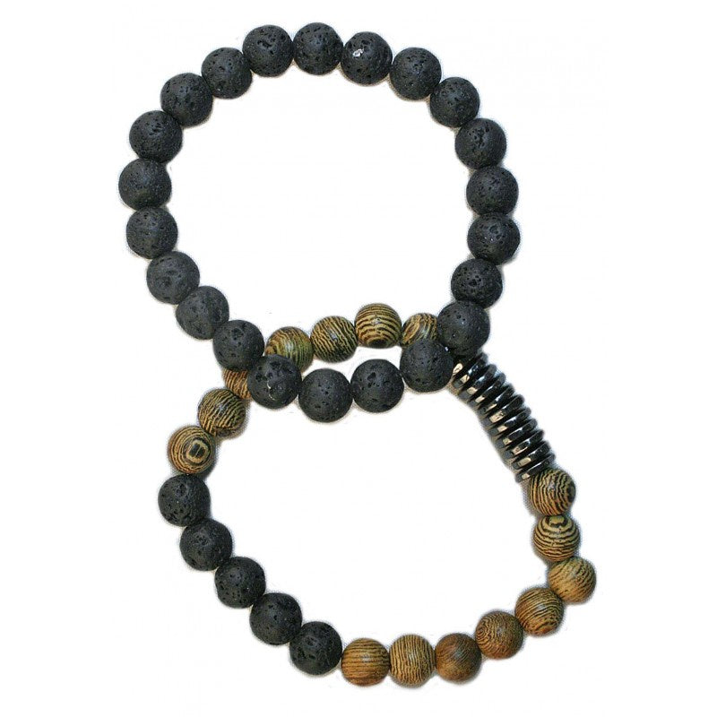 Wristband Wood/Lava Bead 2 Strand | Carpe Diem With Remi