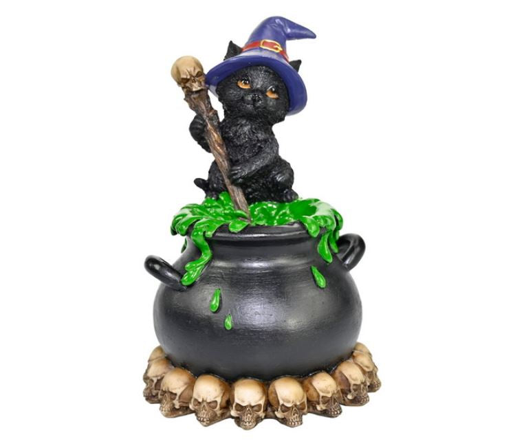 Witch Cat on Cauldron Statue | Carpe Diem With Remi
