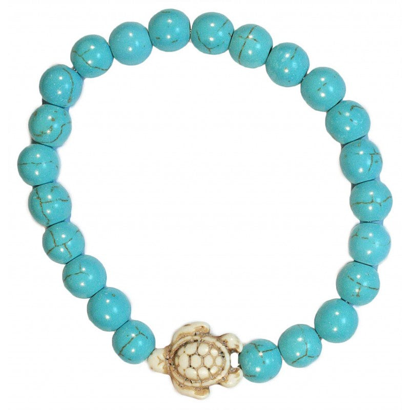 Bracelet Howlite Turquoise with Turtle Charm | Carpe Diem With Remi